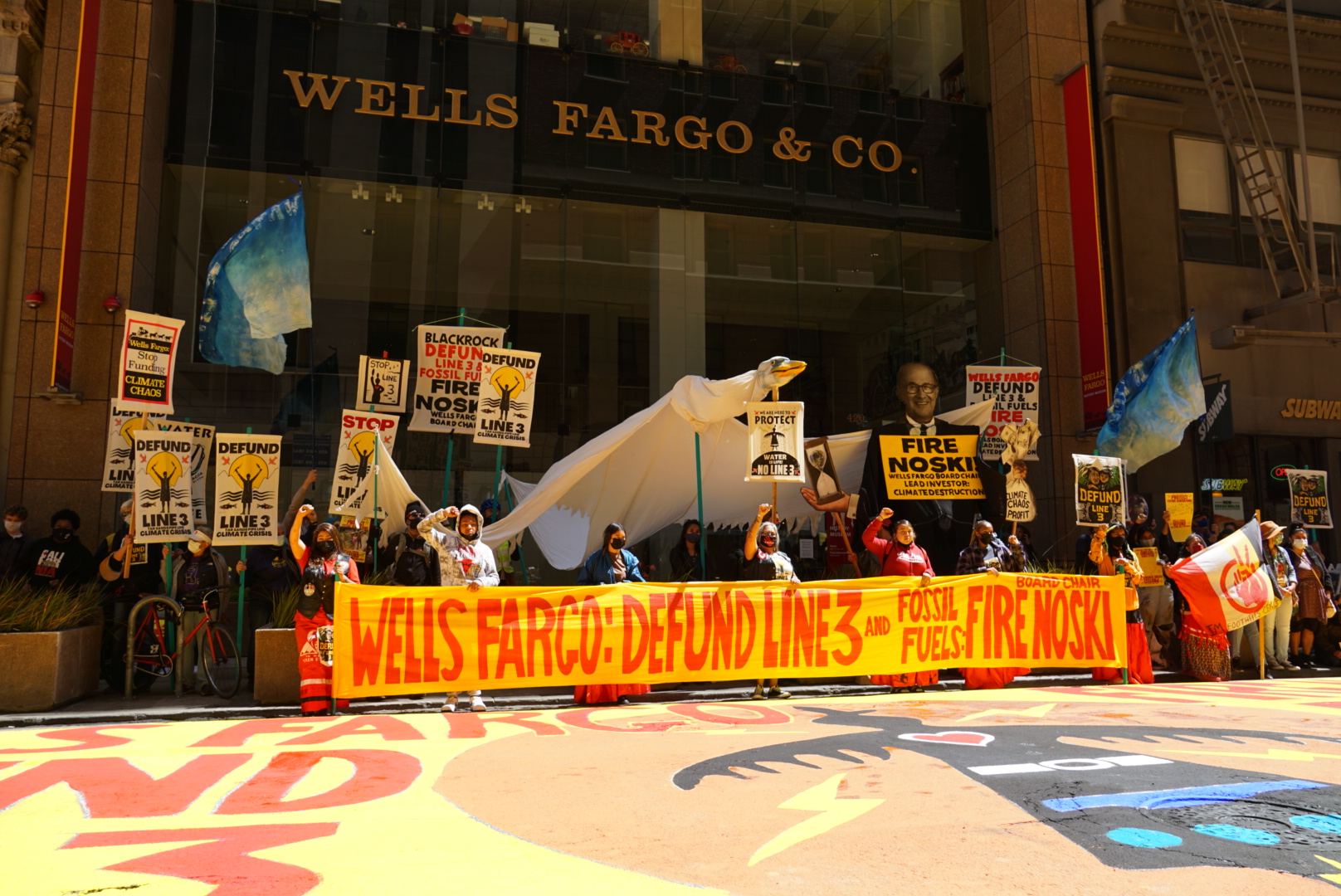 Wells Fargo: Defund Line 3 Mural Action:April 9th, 2021